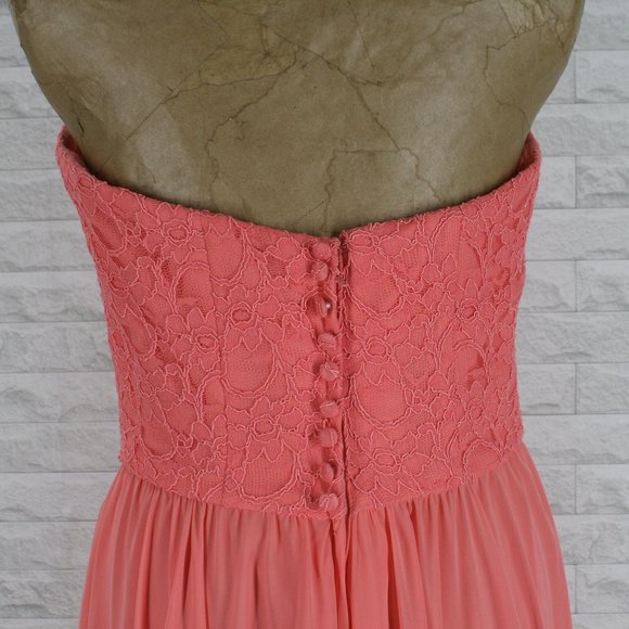 MORI LEE Dress Strapless Lace Chiffon Maxi Wedding Pastel Prom Plus Size 14 - Picture 3 of 12